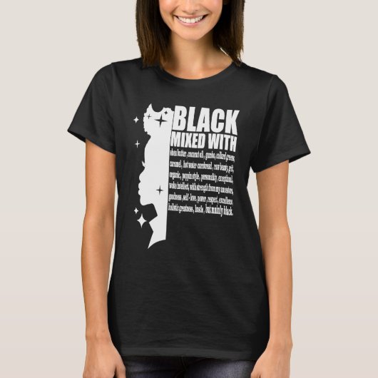 Black Mixed With Black History Month African Ameri T-shirt (Voorkant)