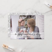 Black Mod Calligraphie Carte photo de la fête des (Devant/Arrière en situation)