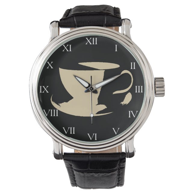 Black Mod Coffee Cup Horloge (Voorkant)