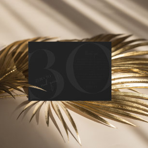 Black   Modern 30ste verjaardagsfeestje dank u Bedankkaart