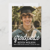 Black Modern 4 Photo Graduation Invitation (Dos)