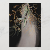 Black Modern Abstract Golden Eucalyptus Greenery Kaart (Achterkant)