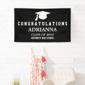 Black Modern Afstuderen Pet gefeliciteerd Spandoek (Insitu)