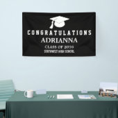 Black Modern Afstuderen Pet gefeliciteerd Spandoek (Beurs)