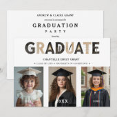 Black Modern Architecture Grad 3-Photo Timeline Kaart (Voorkant / Achterkant)