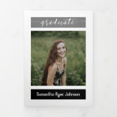 Black Modern Block 5-Photo Afstuderen Drieluik Uitnodiging (Cover)