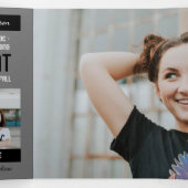 Black Modern Block 5-Photo Afstuderen Drieluik Uitnodiging (Binnenkant midden)