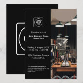 Black Modern Business Invitation | Photo personnal (Devant / Derrière)