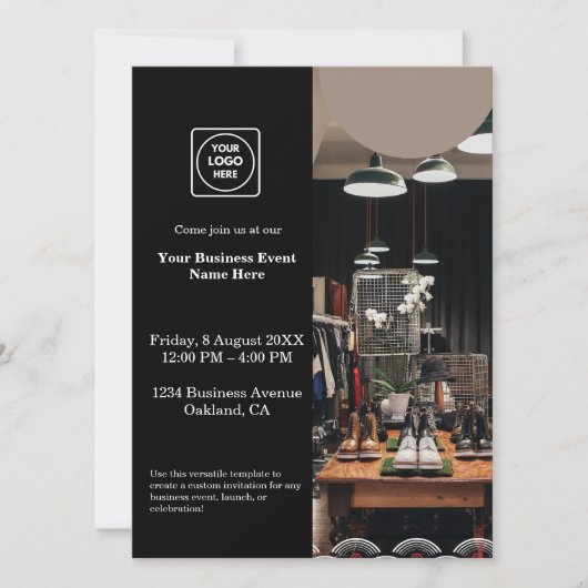 Black Modern Business Invitation | Photo personnal (Devant)