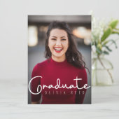 Black Modern Calligraphy Graduation Invitation (Debout devant)