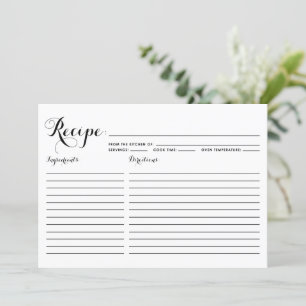 Black Modern Calligraphy Striped Recipe Kaart