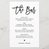 Black Modern Calligraphy Wedding Bar-menukaart (Voorkant)