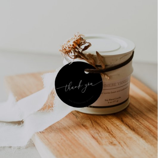 Black Modern Calligraphy Wedding Bedankt Bedankjes Labels