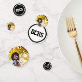 Black Modern Circles Foto Afstuderen Confetti (Groep)