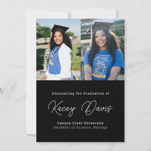 Black Modern Class Jaar van en Foto Afstuderen Aankondiging (Achterkant)