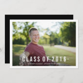 Black Modern Class of Photo Invitation à un diplôm (Devant / Derrière)