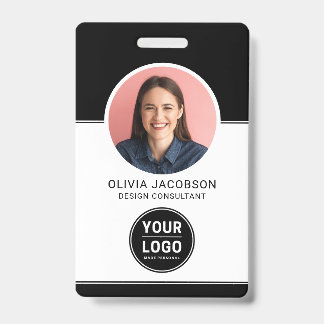 Black Modern Company Employee Photo Security QR-ID Badge