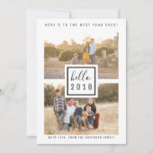 Black Modern Double Photo Carte Plat du Nouvel An (Devant)