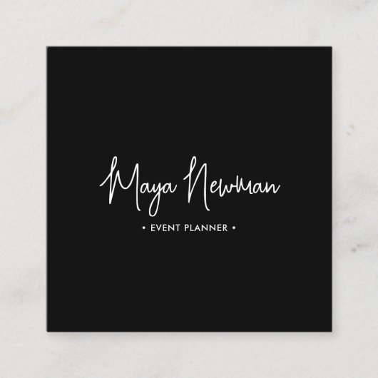 BLACK Modern Elegant Minimal QR Code Professional Vierkante Visitekaartje (Voorkant)