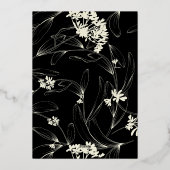 Black Modern Floral Vrijgezellenfeest Folie Folie Uitnodiging (Achterkant)