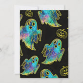Black | Modern Glitter Pumpkin Ghost Halloween Kaart (Achterkant)