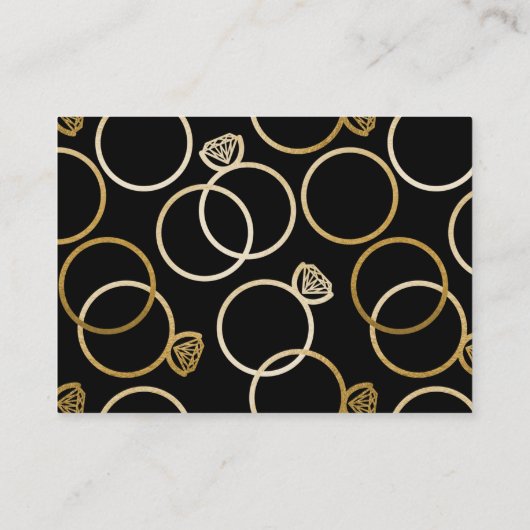 Black Modern Gold Anneaux Mariage en ligne carte R (Dos)