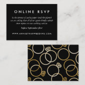Black Modern Gold Anneaux Mariage en ligne carte R (Devant / Derrière)