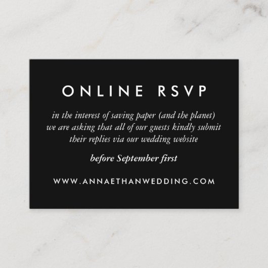 Black Modern Gold Anneaux Mariage en ligne carte R (Devant)