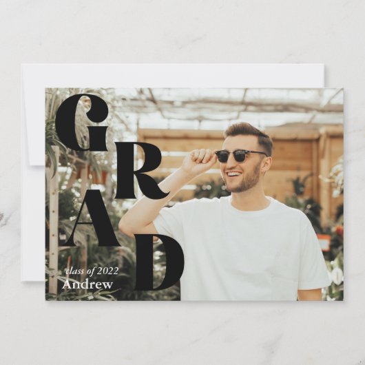 Black Modern Graduation Announcement Grad Party (Voorkant)
