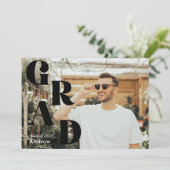 Black Modern Graduation Announcement Grad Party (Staand voorkant)