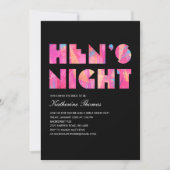 Black Modern Hen's Night Uitnodigingen (Voorkant)