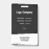 Black Modern ID Identification Card Photo Badge (Achterkant)