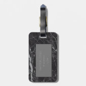 Black Modern Marble Custom Luggable Bagagelabel (Achterkant verticaal)