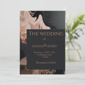 Black Modern Marble texture invitation (Debout devant)