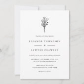 Black Modern minimalist Floral Bouquet Wedding Kaart (Voorkant)