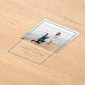 Black Modern Minimalist Lijst Foto Acryl Uitnodigingen (Laagn)