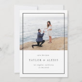 Black Modern Minimalist Lijst Foto Save The Date (Voorkant)