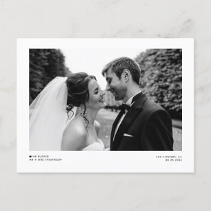 Black Modern minimalist Photo Wedding Elopement Aankondigingskaart