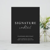 Black Modern Minimalist Signature Cocktail Sign (Staand voorkant)