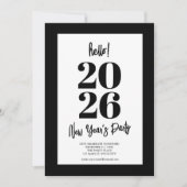 Black Modern Nieuwjaarsfeest Kaart (Voorkant)