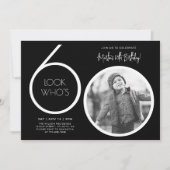 Black Modern Photo 60th Birthday Invitation (Devant)