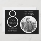 Black Modern Photo 80th Birthday Invitation (Devant)