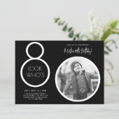Black Modern Photo 80th Birthday Invitation (Debout devant)