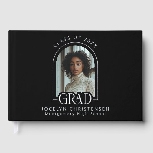 Black Modern Photo Graduation Silver (Recto)