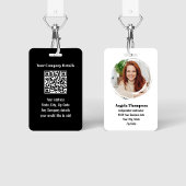 Black Modern Photo QR Code Employee Badge