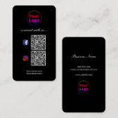 Black Modern Professional 2 QR-CODE Visitekaartje (Voorkant / Achterkant)