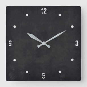 Black Modern Rustic Abstracte Vierkante Klok