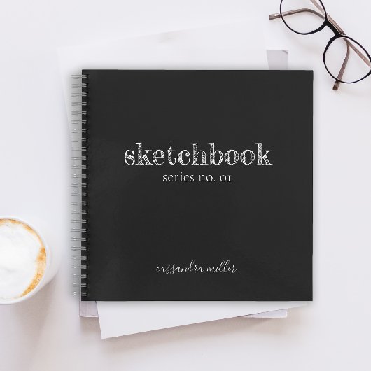 Black Modern Rustic Hand Lettered Sketchbook Notitieboek