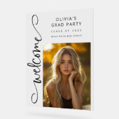 Black Modern Script Photo Grad Party Welcome (Angle)