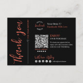Black Modern Script QR-code, dank u zakelijk Informatiekaartje (Achterkant)